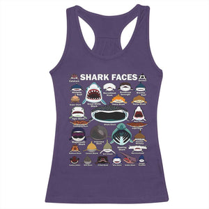 Shark Faces Racerback Tank Top Type Of Sharks Identification Marine Biology TS02 Purple Print Your Wear