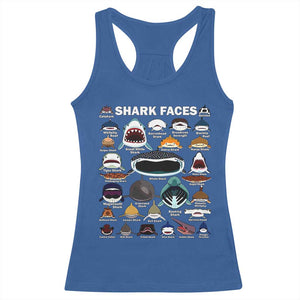 Shark Faces Racerback Tank Top Type Of Sharks Identification Marine Biology TS02 Royal Blue Print Your Wear