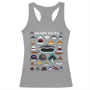 Shark Faces Racerback Tank Top Type Of Sharks Identification Marine Biology TS02 Sport Gray Print Your Wear
