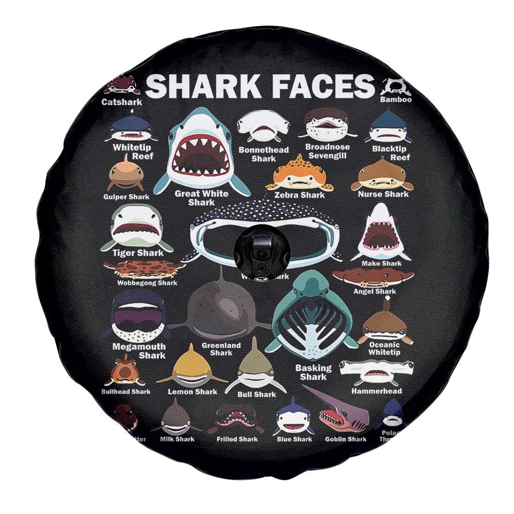 Shark Faces Spare Tire Cover Type Of Sharks Identification Marine Biology TS02 Print Your Wear