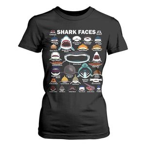 Shark Faces T Shirt For Women Type Of Sharks Identification Marine Biology TS02 Black Print Your Wear
