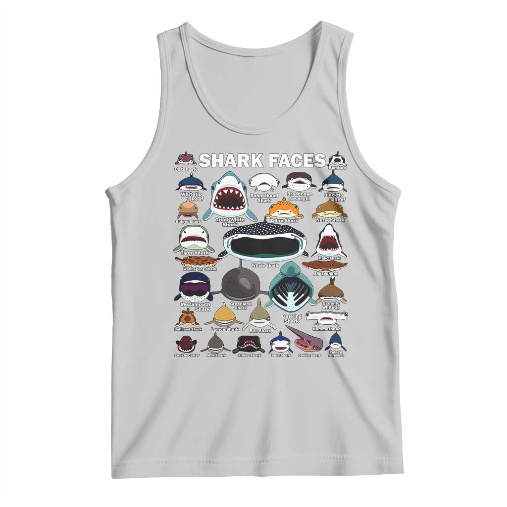 Shark Faces Tank Top Type Of Sharks Identification Marine Biology TS02 Ash Print Your Wear