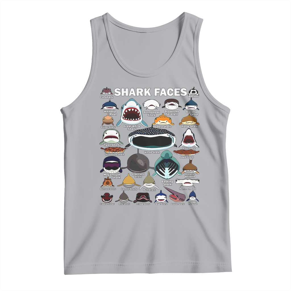 Shark Faces Tank Top Type Of Sharks Identification Marine Biology TS02 Athletic Heather Print Your Wear