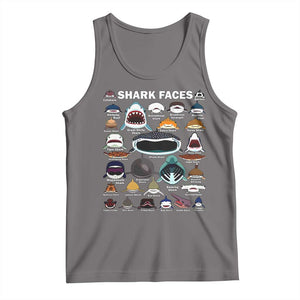 Shark Faces Tank Top Type Of Sharks Identification Marine Biology TS02 Deep Heather Print Your Wear