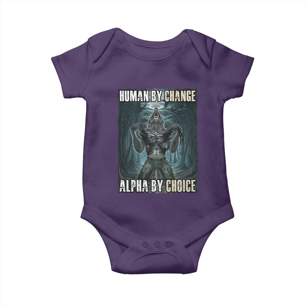 Funny Alpha Wolf Meme Baby Onesie Human By Chance Alpha By Choice Cool Funny Alpha Wolf Meme TS02 Purple Print Your Wear