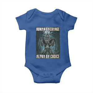 Funny Alpha Wolf Meme Baby Onesie Human By Chance Alpha By Choice Cool Funny Alpha Wolf Meme TS02 Royal Blue Print Your Wear