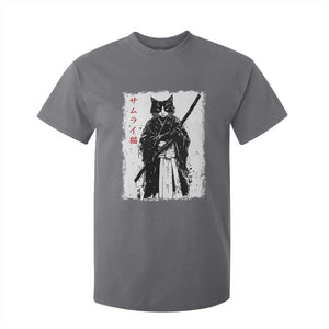 Japanese Samurai Cat T Shirt For Kid Retro Vintage Ukiyo-e Warrior Art Graphic TS02 Charcoal Print Your Wear