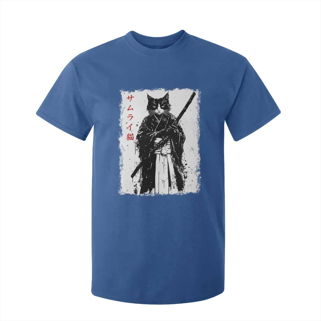 Japanese Samurai Cat T Shirt For Kid Retro Vintage Ukiyo-e Warrior Art Graphic TS02 Royal Blue Print Your Wear