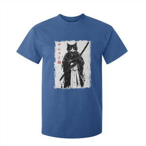 Japanese Samurai Cat T Shirt For Kid Retro Vintage Ukiyo-e Warrior Art Graphic TS02 Royal Blue Print Your Wear