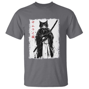 Japanese Samurai Cat T Shirt Retro Vintage Ukiyo-e Warrior Art Graphic TS02 Charcoal Print Your Wear