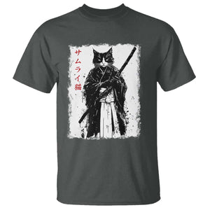Japanese Samurai Cat T Shirt Retro Vintage Ukiyo-e Warrior Art Graphic TS02 Dark Heather Print Your Wear