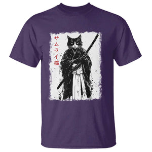 Japanese Samurai Cat T Shirt Retro Vintage Ukiyo-e Warrior Art Graphic TS02 Purple Print Your Wear