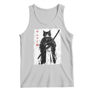 Japanese Samurai Cat Tank Top Retro Vintage Ukiyo-e Warrior Art Graphic TS02 Ash Print Your Wear