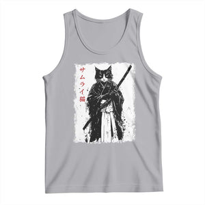 Japanese Samurai Cat Tank Top Retro Vintage Ukiyo-e Warrior Art Graphic TS02 Athletic Heather Print Your Wear