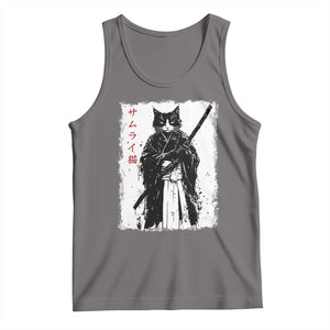 Japanese Samurai Cat Tank Top Retro Vintage Ukiyo-e Warrior Art Graphic TS02 Deep Heather Print Your Wear