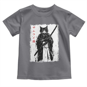 Japanese Samurai Cat Toddler T Shirt Retro Vintage Ukiyo-e Warrior Art Graphic TS02 Charcoal Print Your Wear