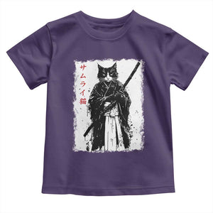 Japanese Samurai Cat Toddler T Shirt Retro Vintage Ukiyo-e Warrior Art Graphic TS02 Purple Print Your Wear