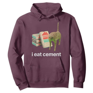 Funny Cursed Cat Meme Hoodie I Eat Cement Oddly Specific Dank Meme TS02 Maroon Print Your Wear