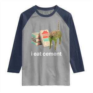 Funny Cursed Cat Meme Raglan Shirt I Eat Cement Oddly Specific Dank Meme TS02 Sport Gray Navy Print Your Wear