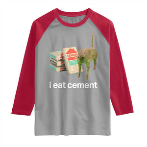 Funny Cursed Cat Meme Raglan Shirt I Eat Cement Oddly Specific Dank Meme TS02 Sport Gray Red Print Your Wear