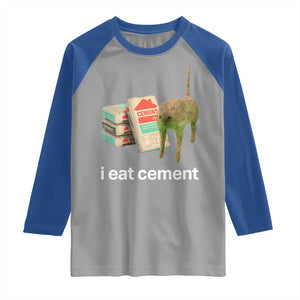 Funny Cursed Cat Meme Raglan Shirt I Eat Cement Oddly Specific Dank Meme TS02 Sport Gray Royal Print Your Wear