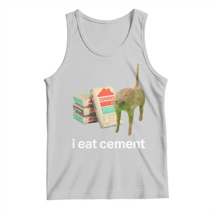Funny Cursed Cat Meme Tank Top I Eat Cement Oddly Specific Dank Meme TS02 Ash Print Your Wear