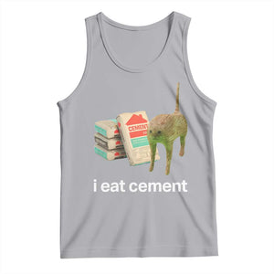 Funny Cursed Cat Meme Tank Top I Eat Cement Oddly Specific Dank Meme TS02 Athletic Heather Print Your Wear
