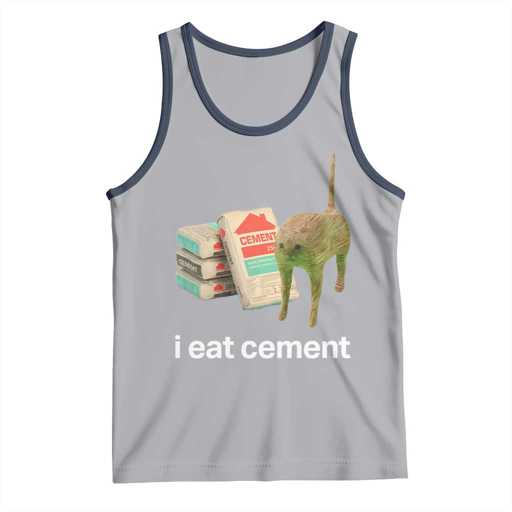 Funny Cursed Cat Meme Tank Top I Eat Cement Oddly Specific Dank Meme TS02 Athletic Heather Navy Print Your Wear