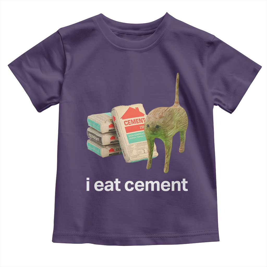 Funny Cursed Cat Meme Toddler T Shirt I Eat Cement Oddly Specific Dank Meme TS02 Purple Print Your Wear