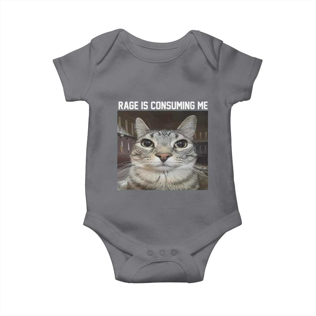 Funny Silly Cat Meme Baby Onesie Rage Is Consuming Me Staring TS02 Charcoal Print Your Wear