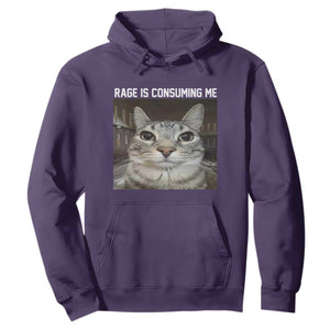 Funny Silly Cat Meme Hoodie Rage Is Consuming Me Staring TS02 Purple Print Your Wear