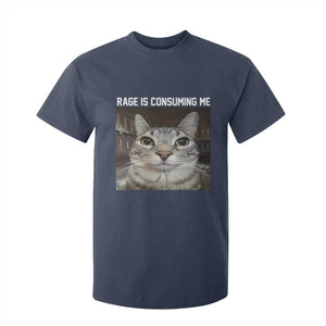 Funny Silly Cat Meme T Shirt For Kid Rage Is Consuming Me Staring TS02 Navy Print Your Wear