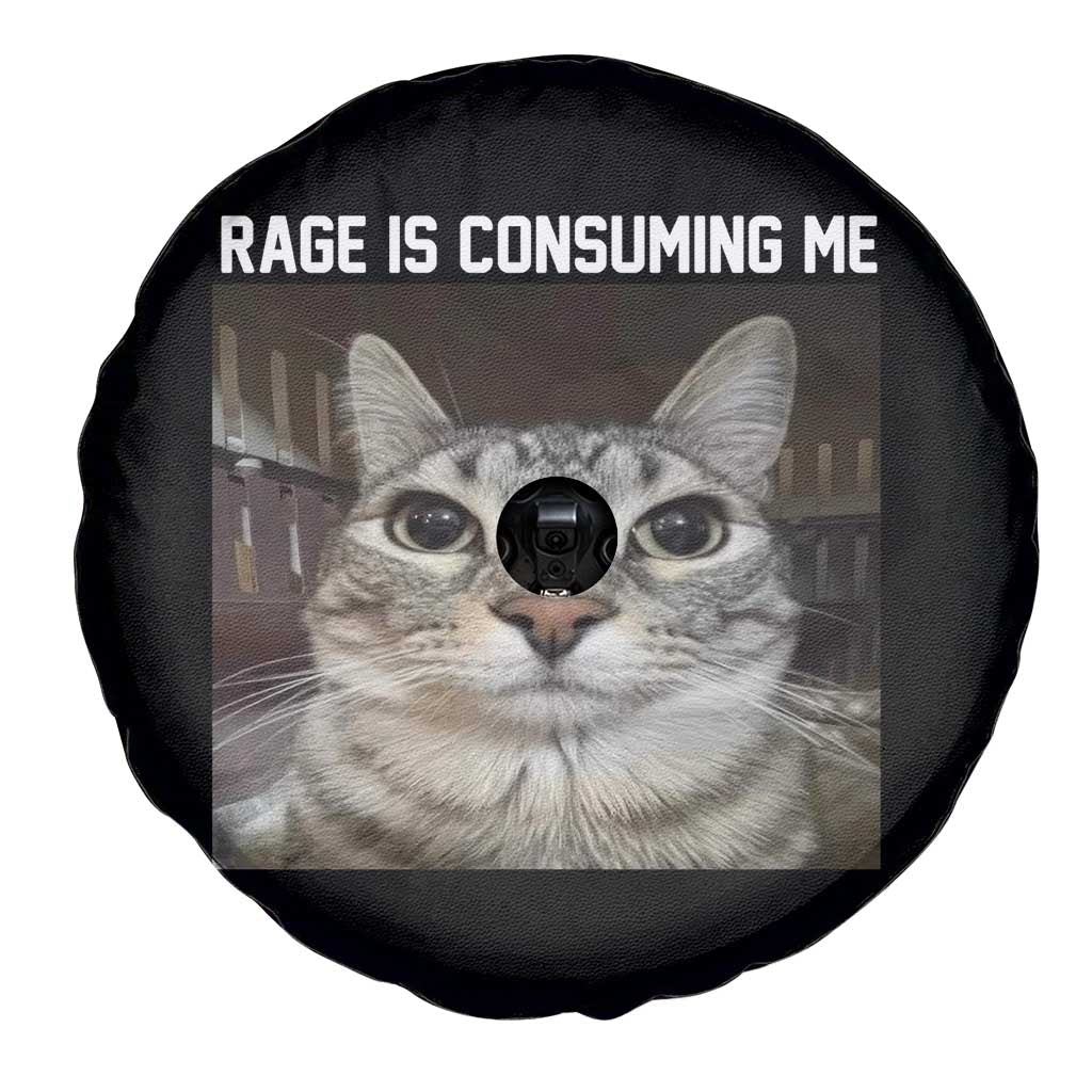 Funny Silly Cat Meme Spare Tire Cover Rage Is Consuming Me Staring TS02 Print Your Wear