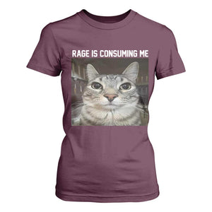 Funny Silly Cat Meme T Shirt For Women Rage Is Consuming Me Staring TS02 Maroon Print Your Wear