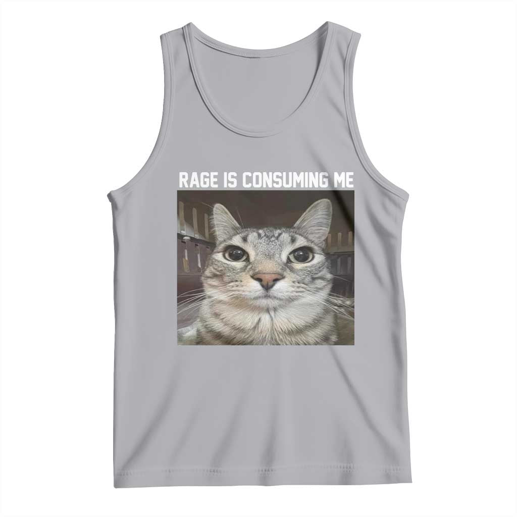 Funny Silly Cat Meme Tank Top Rage Is Consuming Me Staring TS02 Athletic Heather Print Your Wear