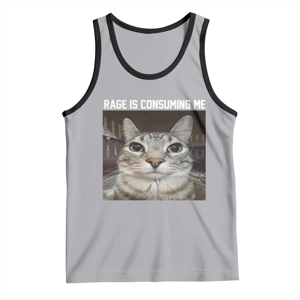 Funny Silly Cat Meme Tank Top Rage Is Consuming Me Staring TS02 Athletic Heather Black Print Your Wear