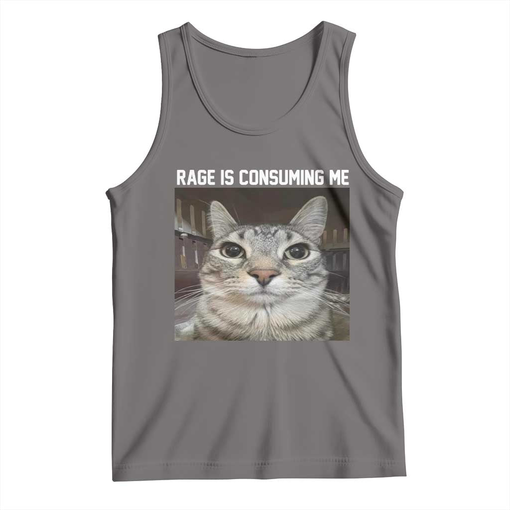 Funny Silly Cat Meme Tank Top Rage Is Consuming Me Staring TS02 Deep Heather Print Your Wear