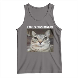 Funny Silly Cat Meme Tank Top Rage Is Consuming Me Staring TS02 Deep Heather Print Your Wear