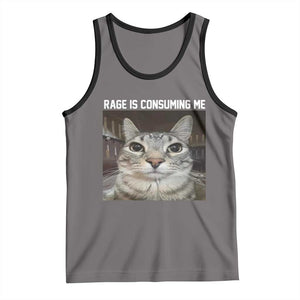 Funny Silly Cat Meme Tank Top Rage Is Consuming Me Staring TS02 Deep Heather Black Print Your Wear