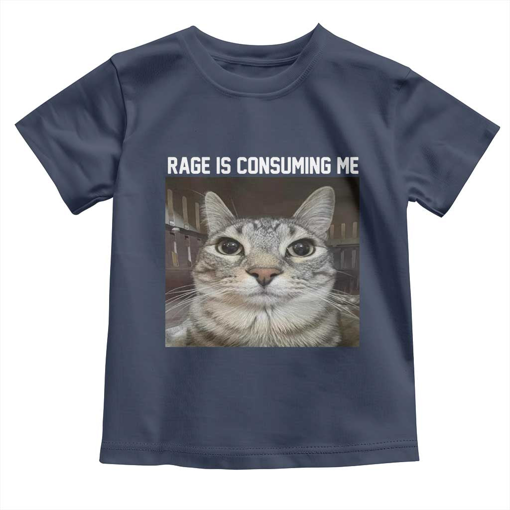 Funny Silly Cat Meme Toddler T Shirt Rage Is Consuming Me Staring TS02 Navy Print Your Wear