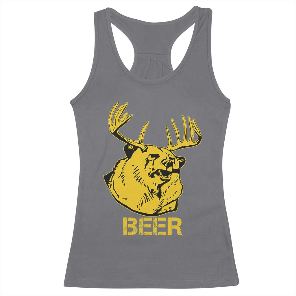 Funny Deer Hunting Racerback Tank Top Bear Plus Deer Equals Beer USA Hunter TS02 Charcoal Print Your Wear
