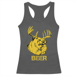Funny Deer Hunting Racerback Tank Top Bear Plus Deer Equals Beer USA Hunter TS02 Dark Heather Print Your Wear