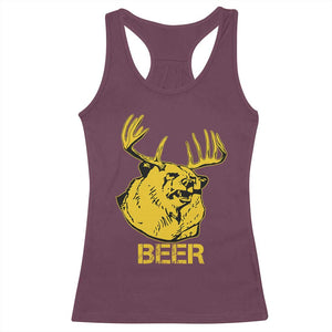 Funny Deer Hunting Racerback Tank Top Bear Plus Deer Equals Beer USA Hunter TS02 Maroon Print Your Wear