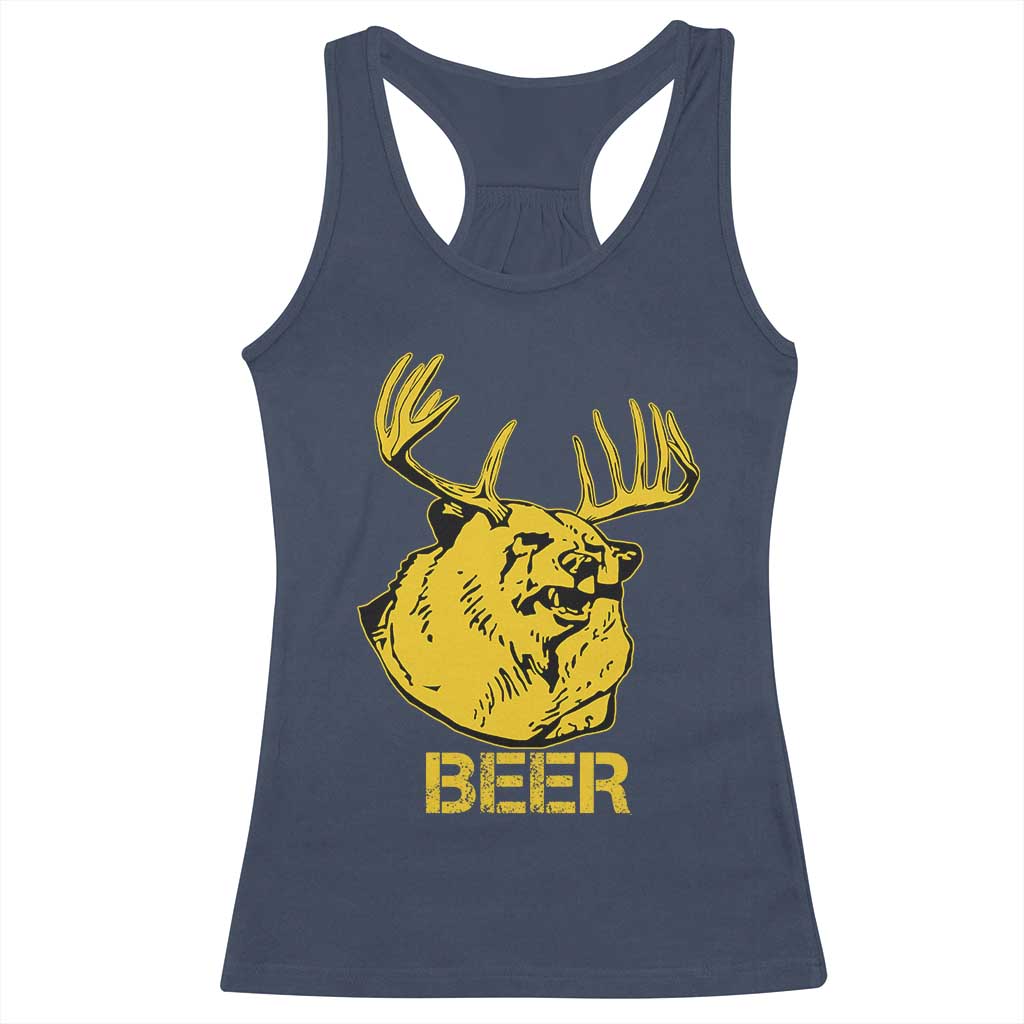 Funny Deer Hunting Racerback Tank Top Bear Plus Deer Equals Beer USA Hunter TS02 Navy Print Your Wear
