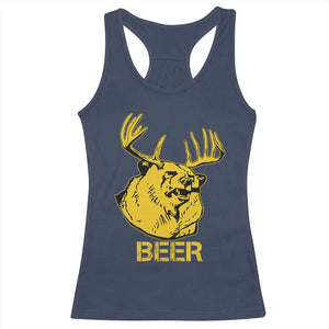 Funny Deer Hunting Racerback Tank Top Bear Plus Deer Equals Beer USA Hunter TS02 Navy Print Your Wear