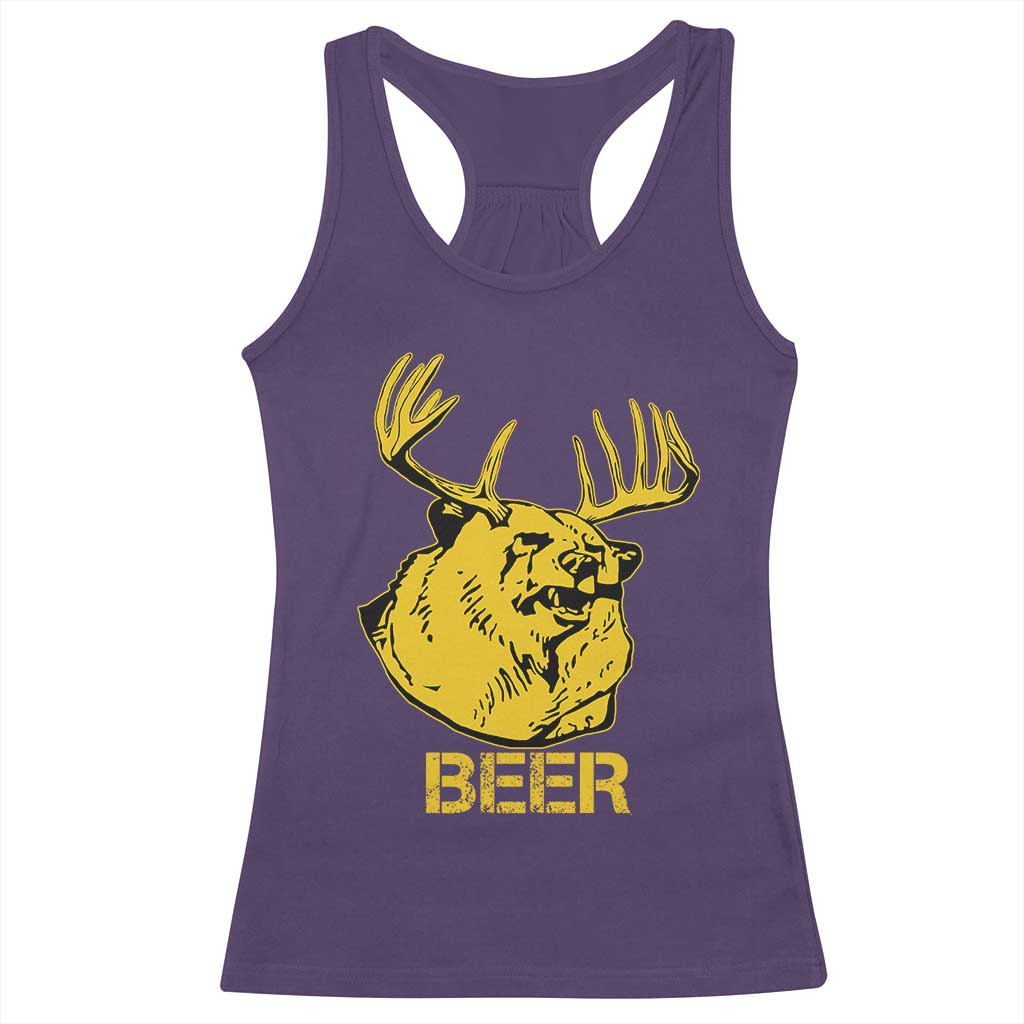 Funny Deer Hunting Racerback Tank Top Bear Plus Deer Equals Beer USA Hunter TS02 Purple Print Your Wear