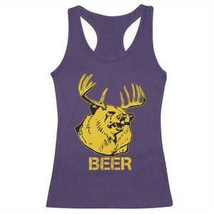 Funny Deer Hunting Racerback Tank Top Bear Plus Deer Equals Beer USA Hunter TS02 Purple Print Your Wear