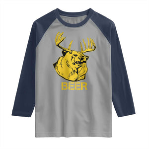 Funny Deer Hunting Raglan Shirt Bear Plus Deer Equals Beer USA Hunter TS02 Sport Gray Navy Print Your Wear