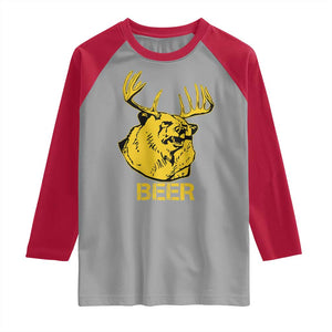 Funny Deer Hunting Raglan Shirt Bear Plus Deer Equals Beer USA Hunter TS02 Sport Gray Red Print Your Wear