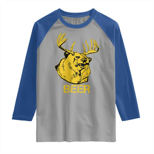 Funny Deer Hunting Raglan Shirt Bear Plus Deer Equals Beer USA Hunter TS02 Sport Gray Royal Print Your Wear